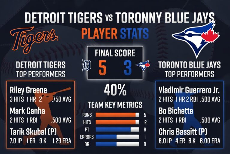 Detroit Tigers vs Toronto Blue Jays Match Player Stats