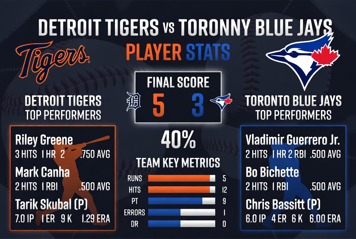 Detroit Tigers vs Toronto Blue Jays Match Player Stats