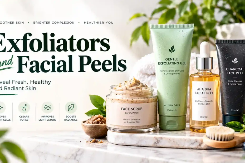 Exfoliators and facial peels – face scrub, gentle exfoliating gel, AHA BHA peel & charcoal face peel for smoother brighter skin